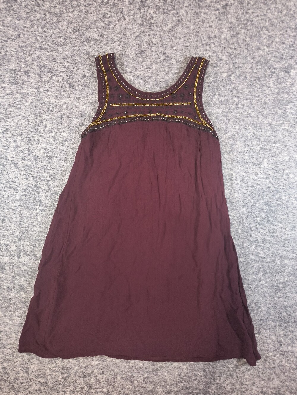 Patrons of Peace mini dress with back cutout, beading, women's XS